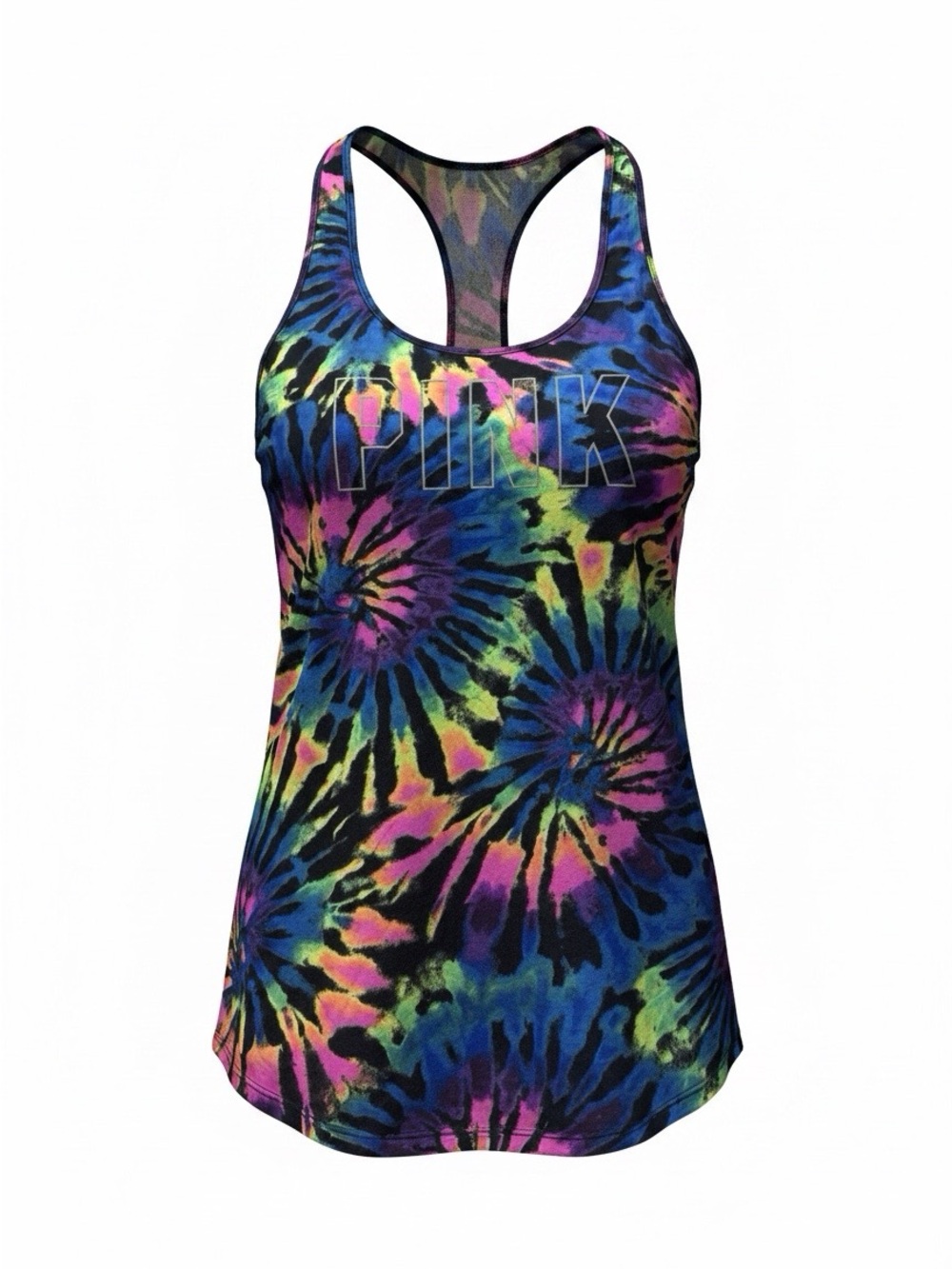 PINK Victoria's Secret Neon Tie-Dye Racerback Tank Top